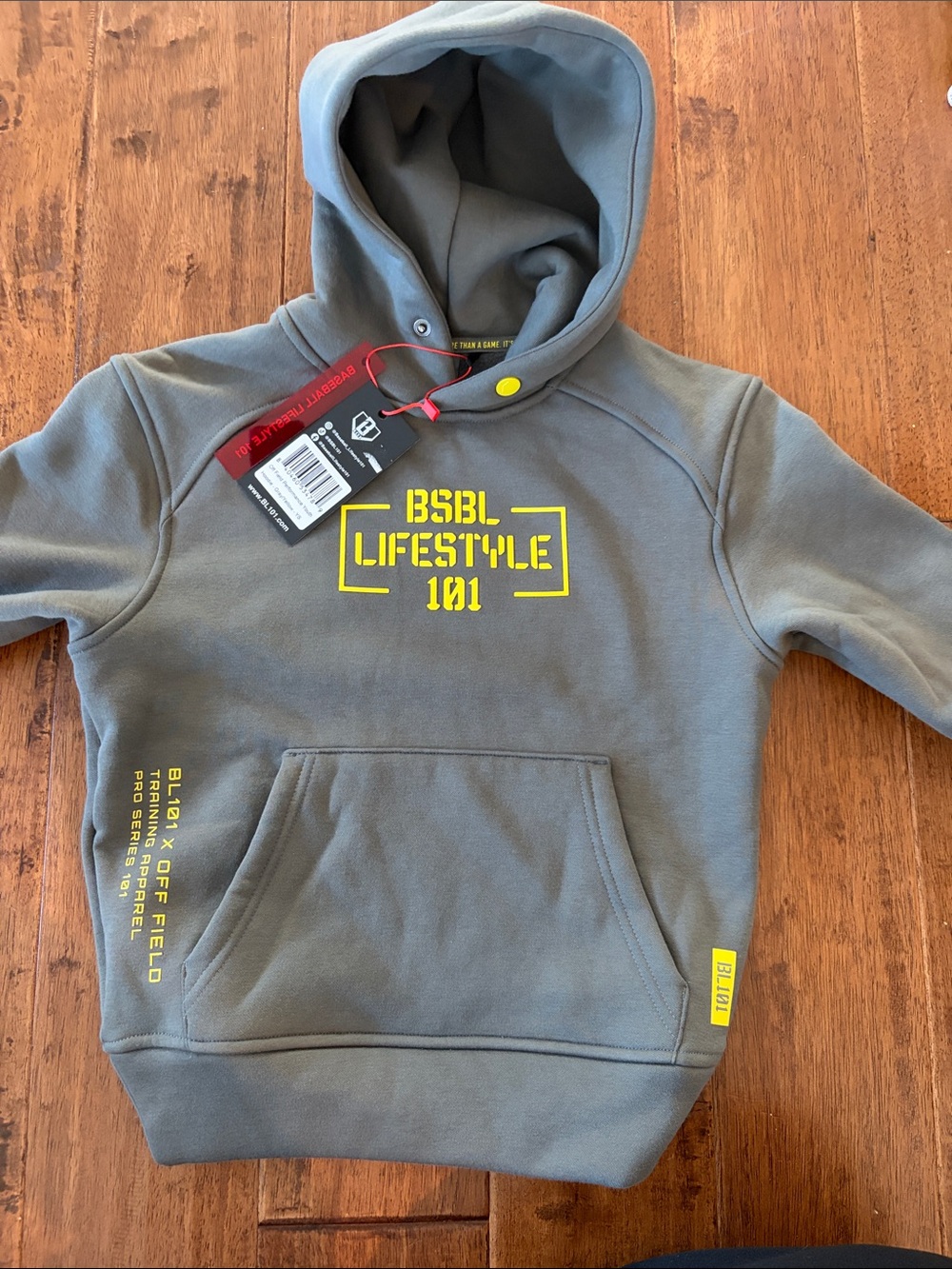 Lifestyle 101 Kids Hooded Sweatshirt in Grey with Yellow Logo